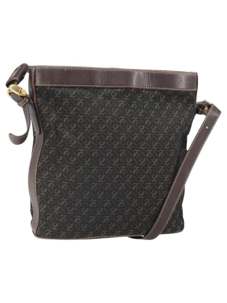 Authentic Loewe Shoulder Bag Canvas Brown Gold